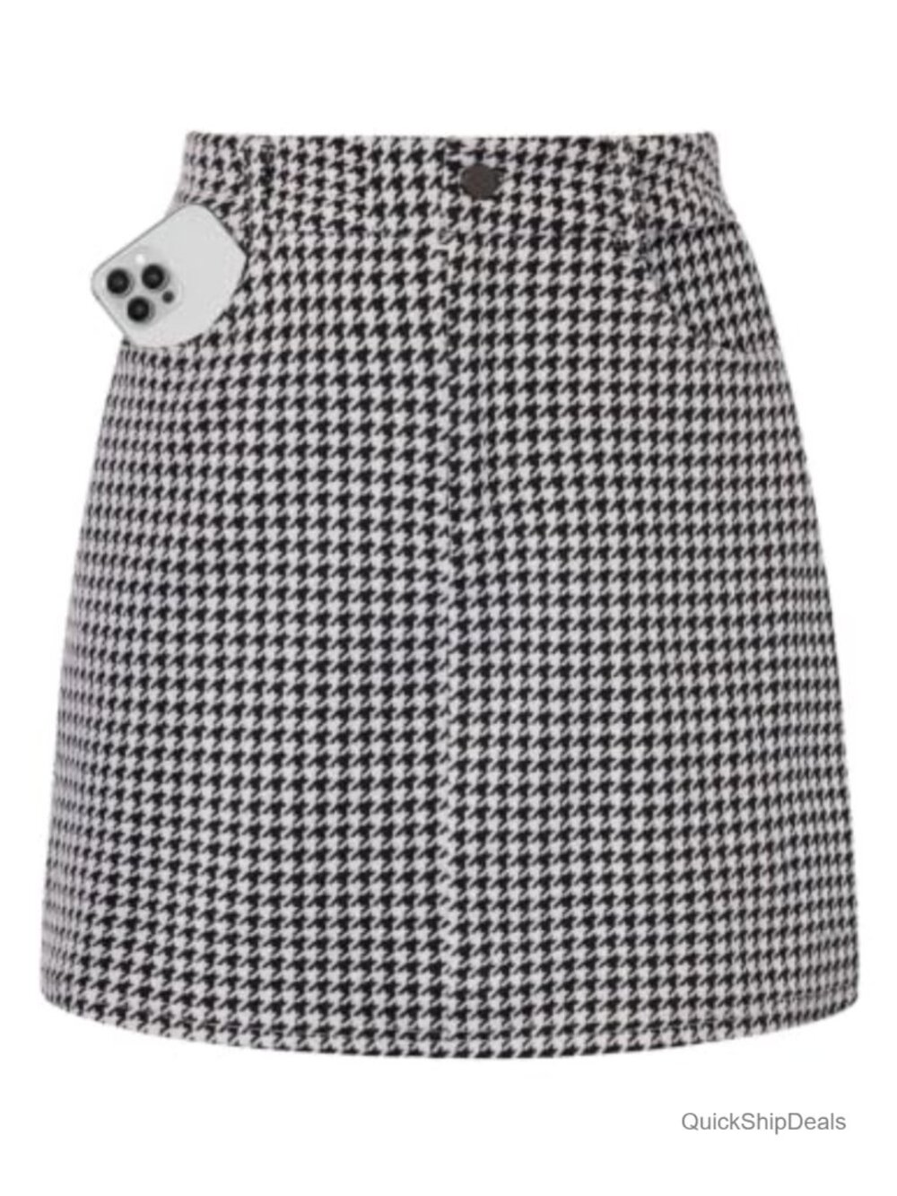 High Waist Plaid Mini Skort with Pockets Built-in Shorts Pencil Skirt